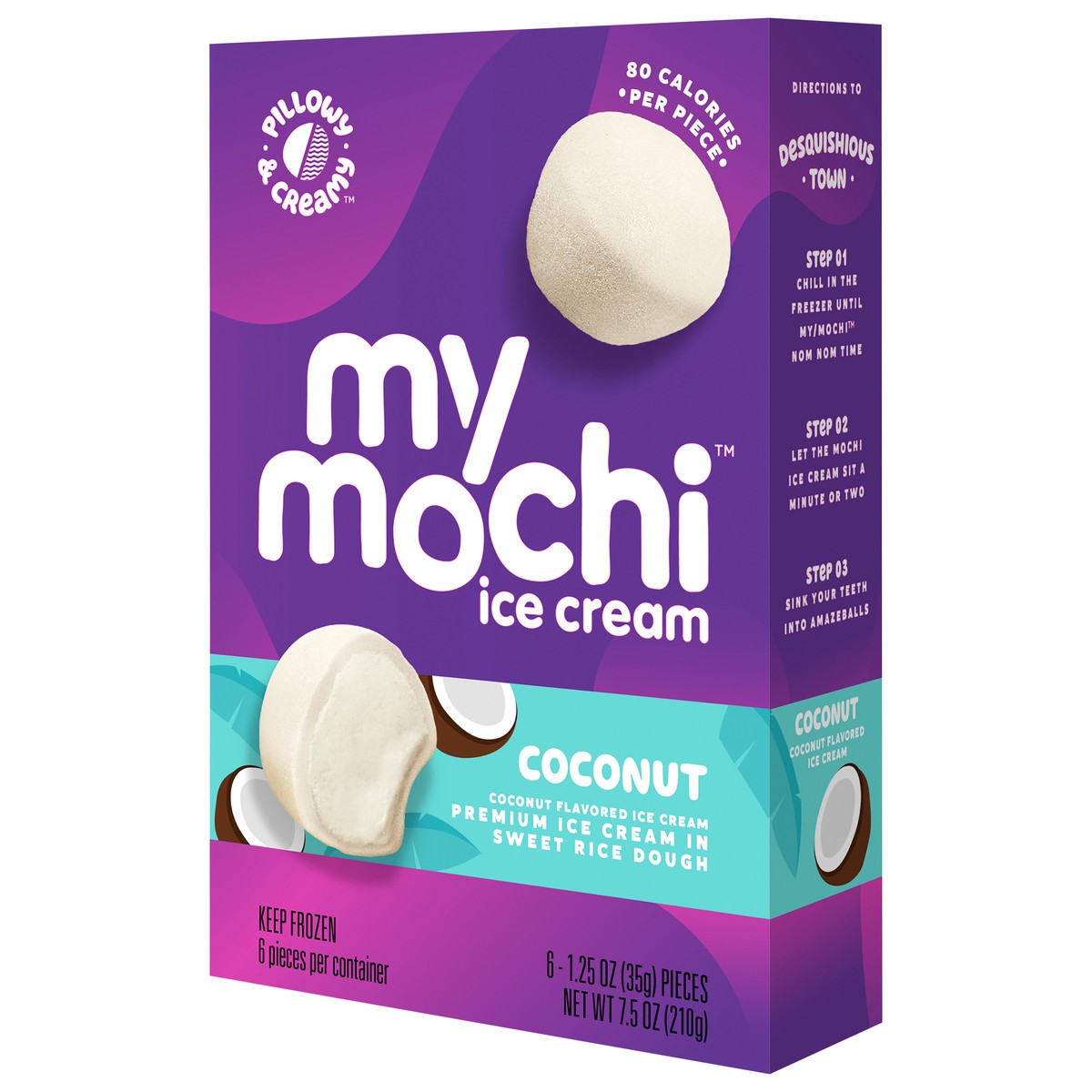 slide 3 of 9, My/Mochi Ice Cream Coconut, 6-Pack, 1 ct