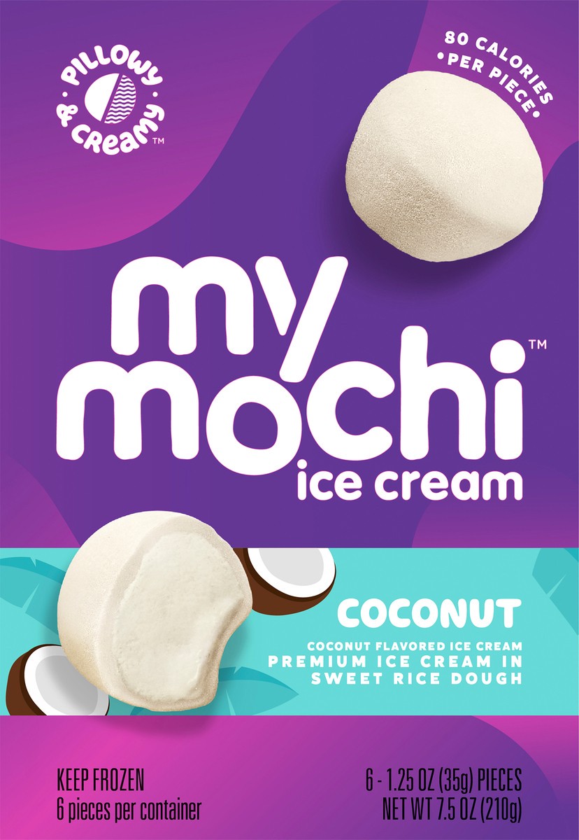 slide 6 of 9, My/Mochi Ice Cream Coconut, 6-Pack, 1 ct