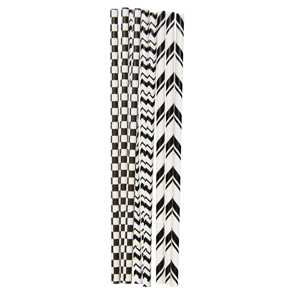 slide 1 of 1, Papyrus Black & White Straws, 1 ct