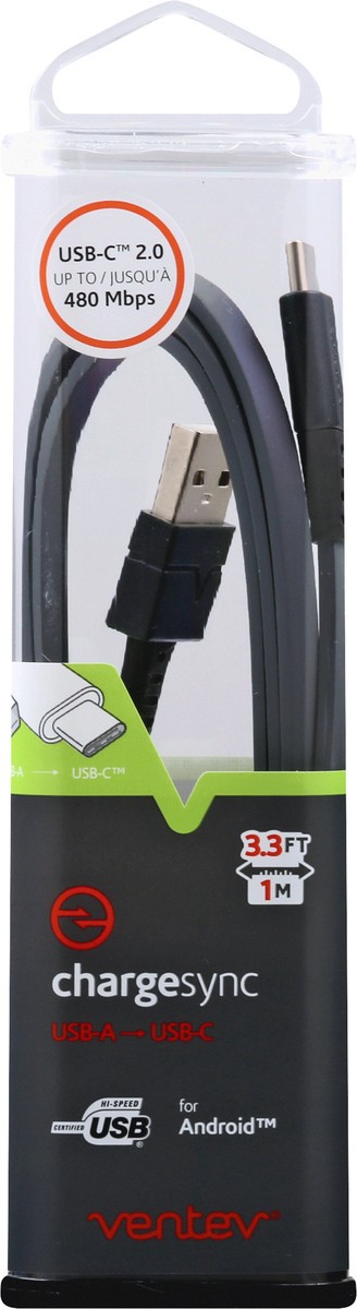 slide 1 of 11, Ventev 3.3 Feet Gray USB-A to USB-C Cable 1 ea, 1 ea