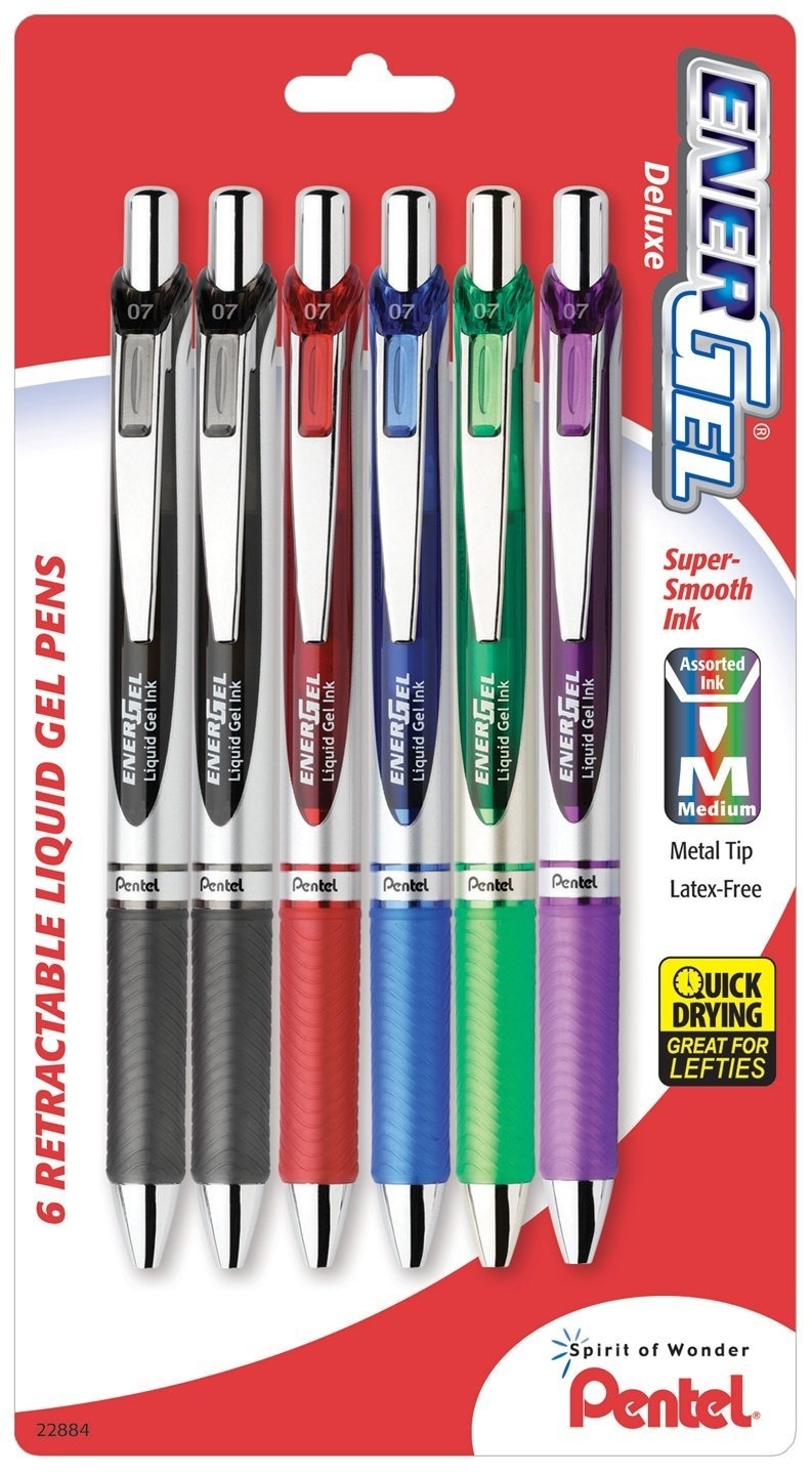 slide 1 of 1, EnerGel Liquid Gel Pens, 6 ct