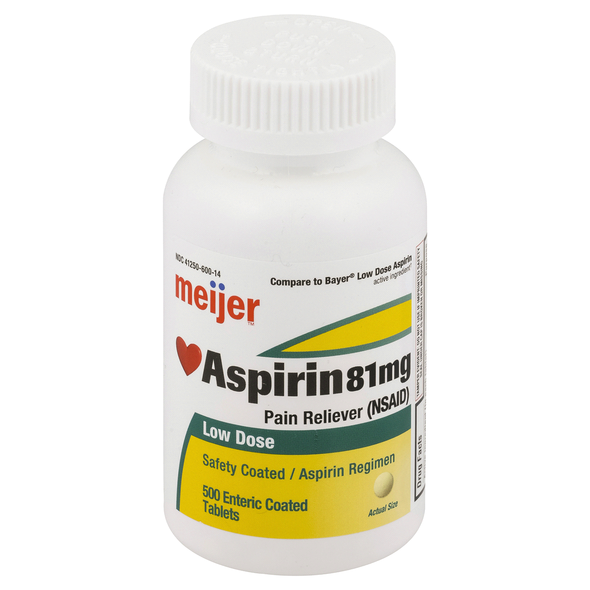 slide 1 of 2, Meijer Aspirin Tablets, 81mg, 500 ct