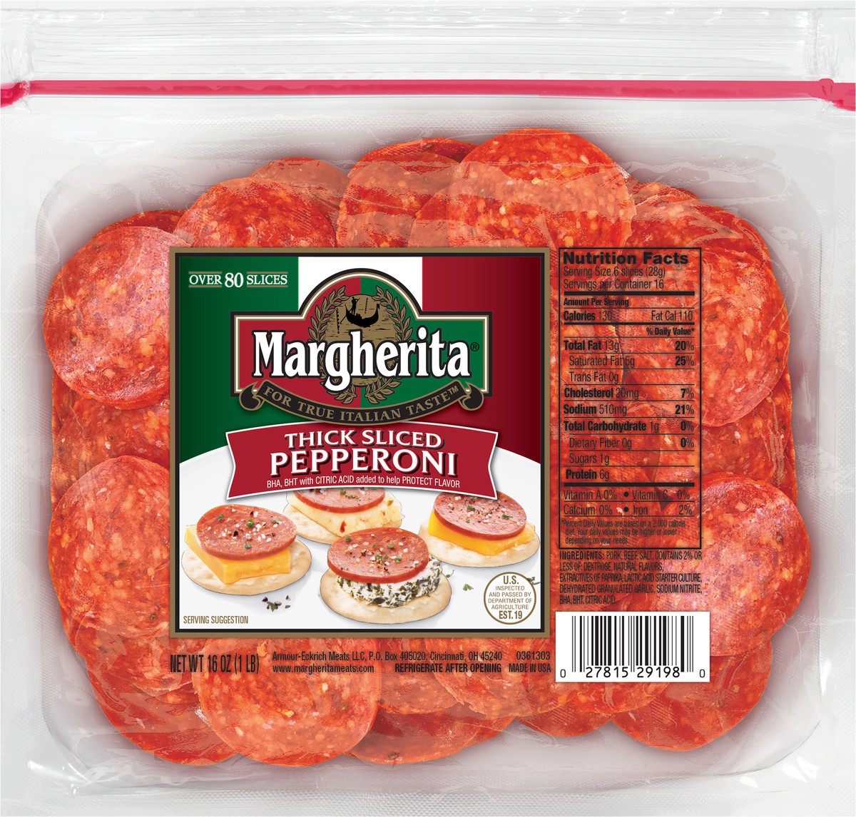 slide 2 of 2, Margherita Dry Sausage - 1 LB, 1 lb