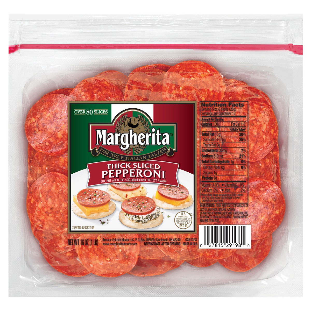 slide 1 of 2, Margherita Dry Sausage - 1 LB, 1 lb