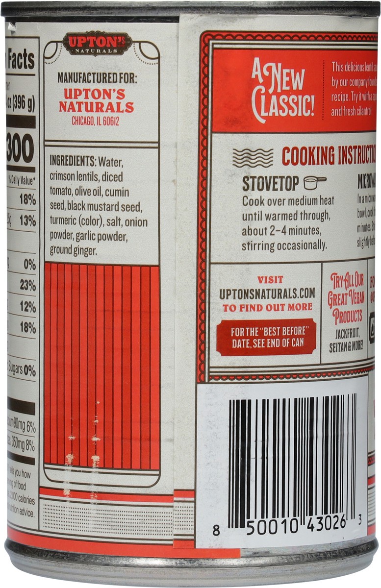 slide 6 of 14, Upton's Naturals Plant Based Crimson Lentil Soup - 14 oz, 14 oz