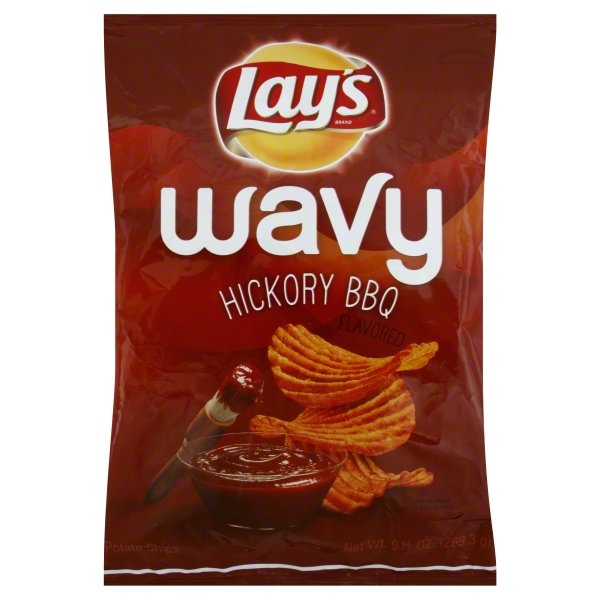 slide 1 of 1, Lay's Wavy Hickory BBQ Potato Chips 9.5 Ounce Bag, 9.5 oz