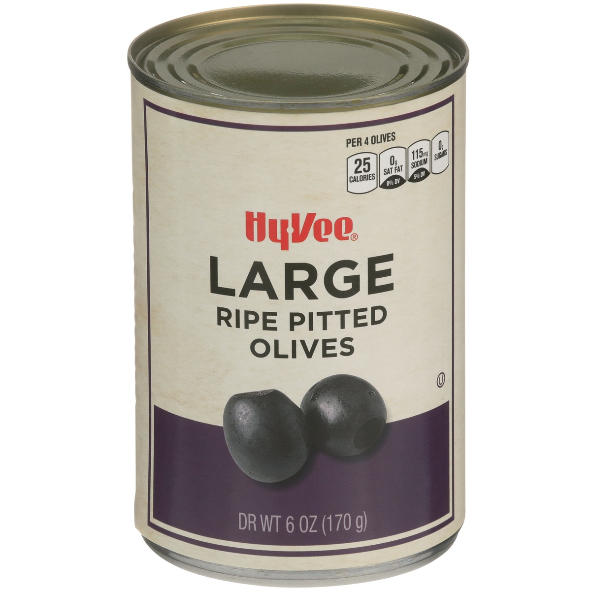 slide 1 of 1, Hy-vee Large Ripe Pitted Olives - 6 oz, 6 oz