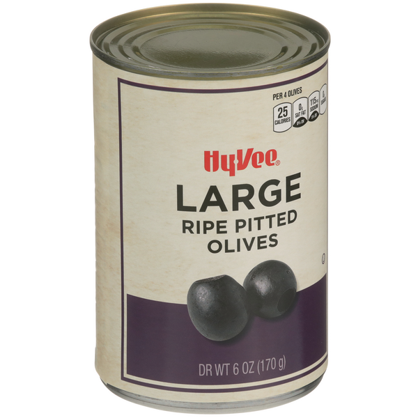 slide 1 of 8, Hy-vee Large Ripe Pitted Olives - 6 oz, 6 oz