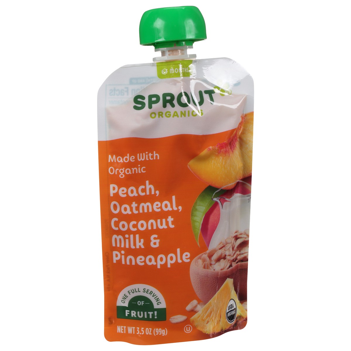 slide 2 of 9, Sprout Organic Foods Peach Oatmeal with Coconut Milk Pineapple, 3.5 oz