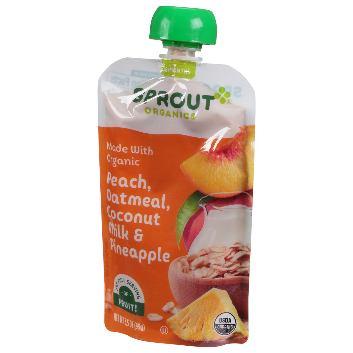 slide 3 of 9, Sprout Organic Foods Peach Oatmeal with Coconut Milk Pineapple, 3.5 oz