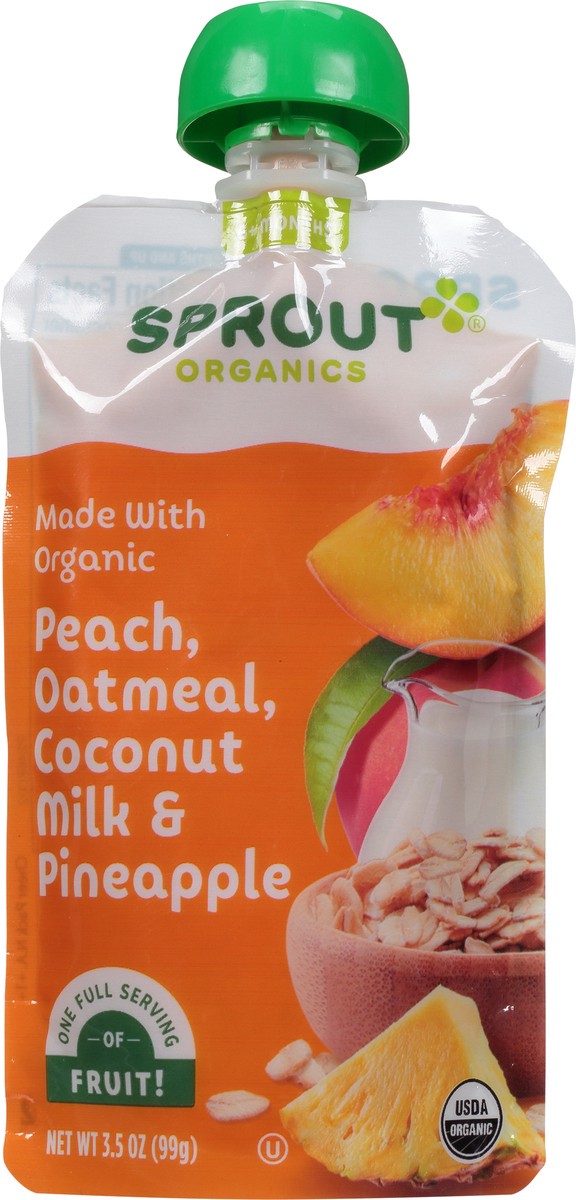 slide 6 of 9, Sprout Organic Foods Peach Oatmeal with Coconut Milk Pineapple, 3.5 oz