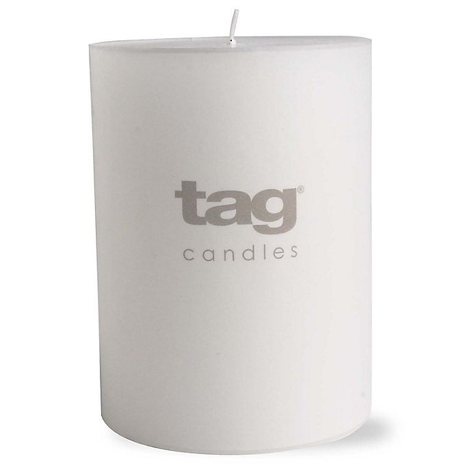 slide 1 of 1, tag Chapel Unscented Long Burning Pillar Candle - Ivory, 3 in x 4 in