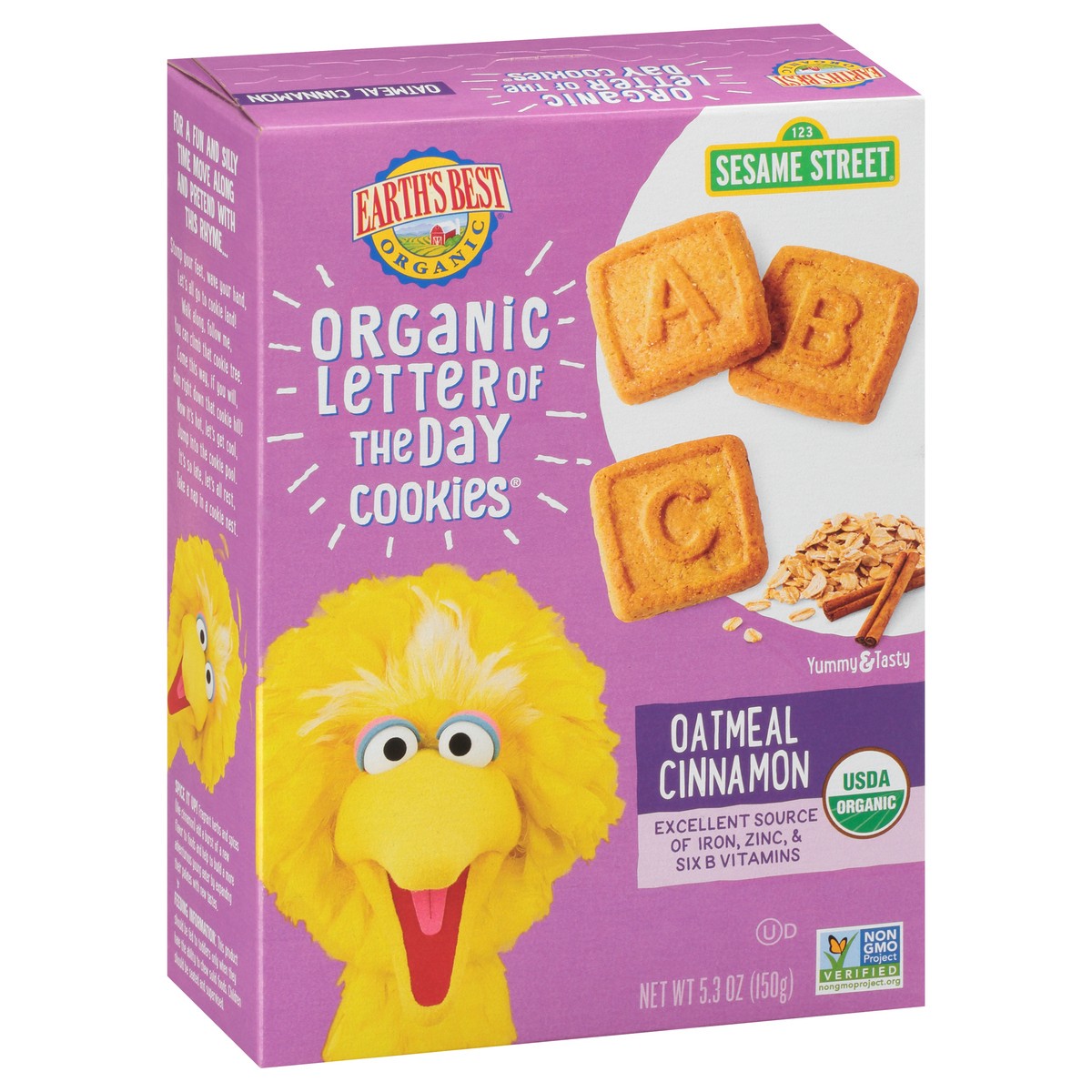 slide 10 of 11, Earth's Best Organic Oatmeal Cinnamon Letter Of The Day Cookies, 5.3 oz