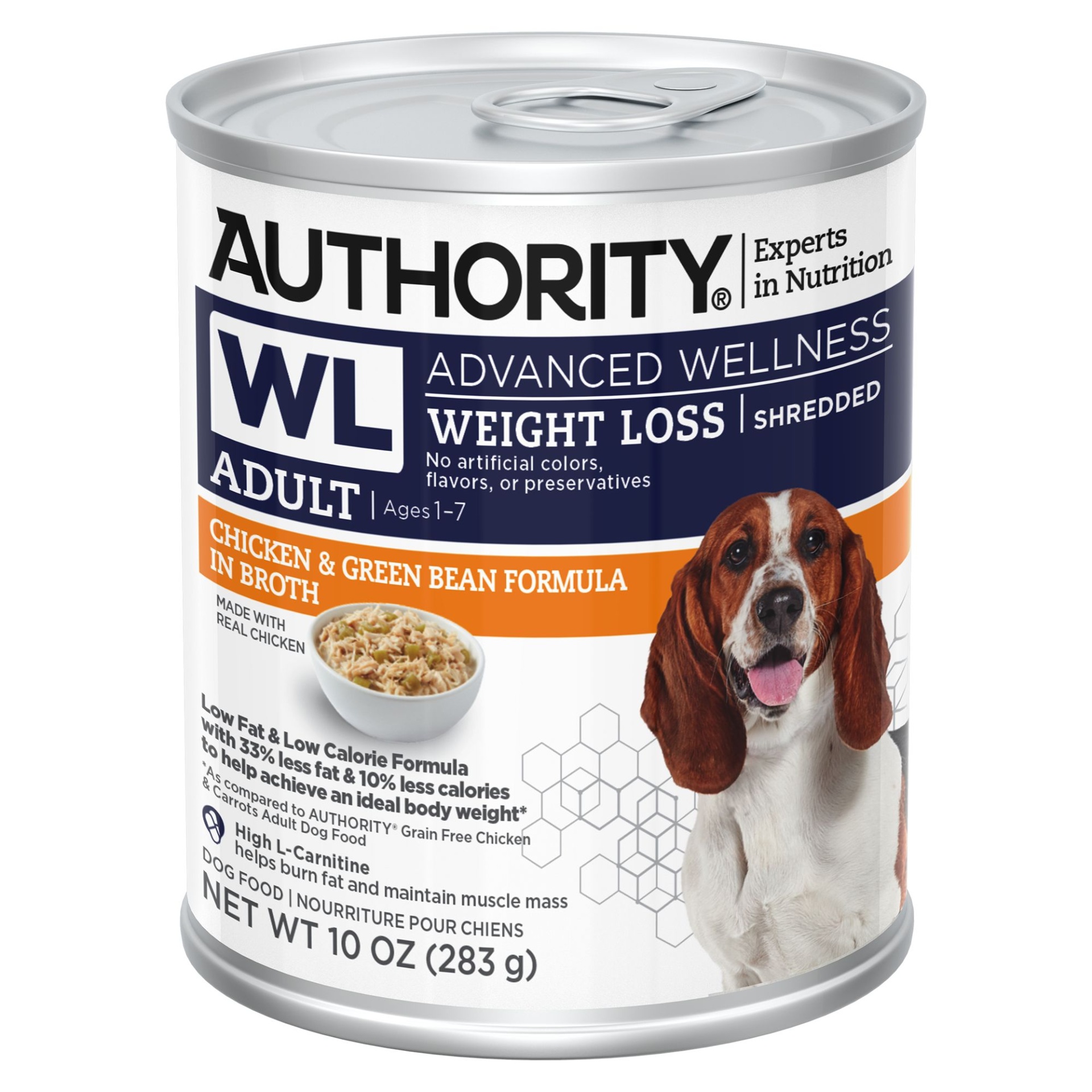slide 1 of 1, Authority Advanced Wellness Weight Loss Shredded Wet Dog Food, 10 oz