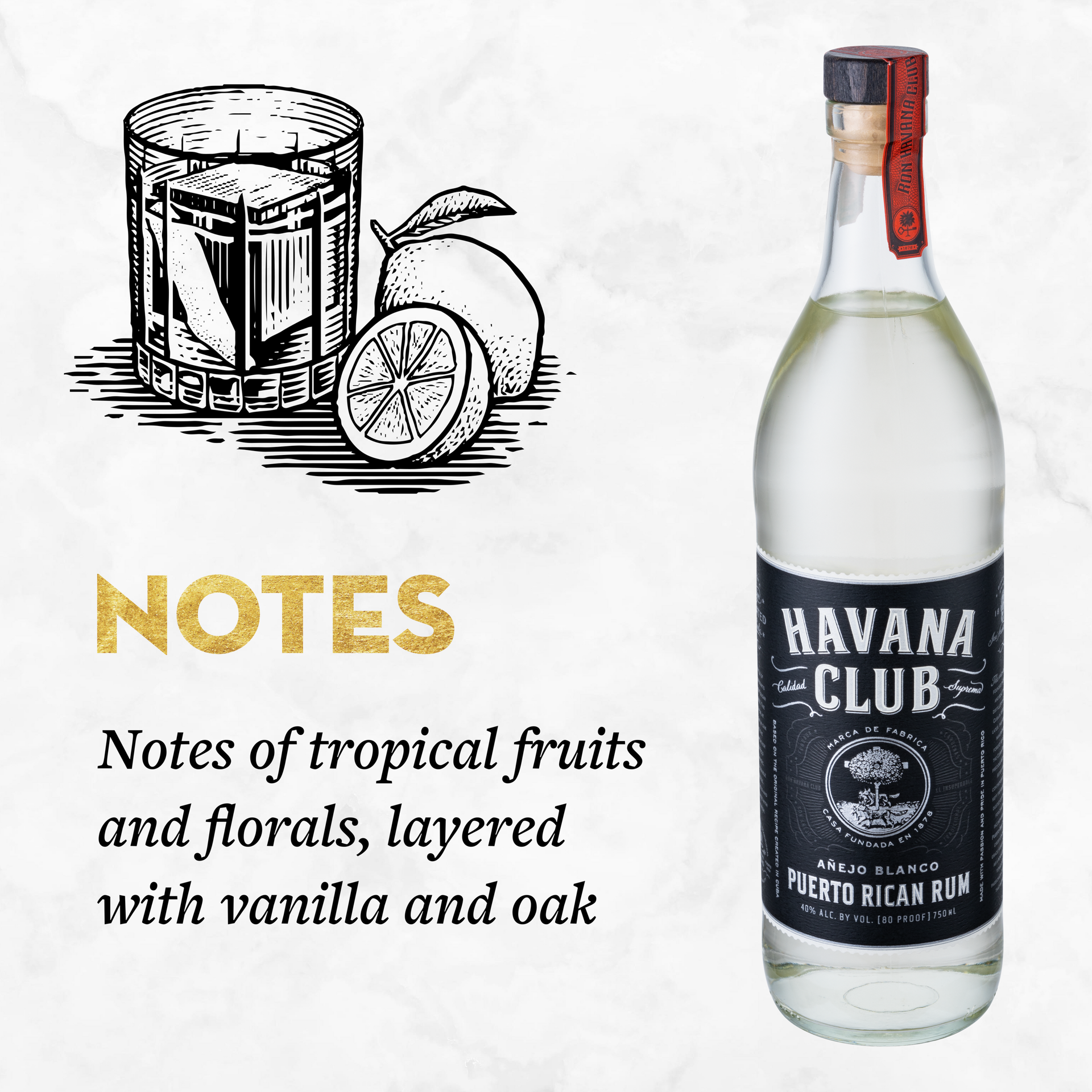 slide 4 of 5, Havana Club Anejo Blanco Rum 40% 75Cl/750Ml, 750 ml