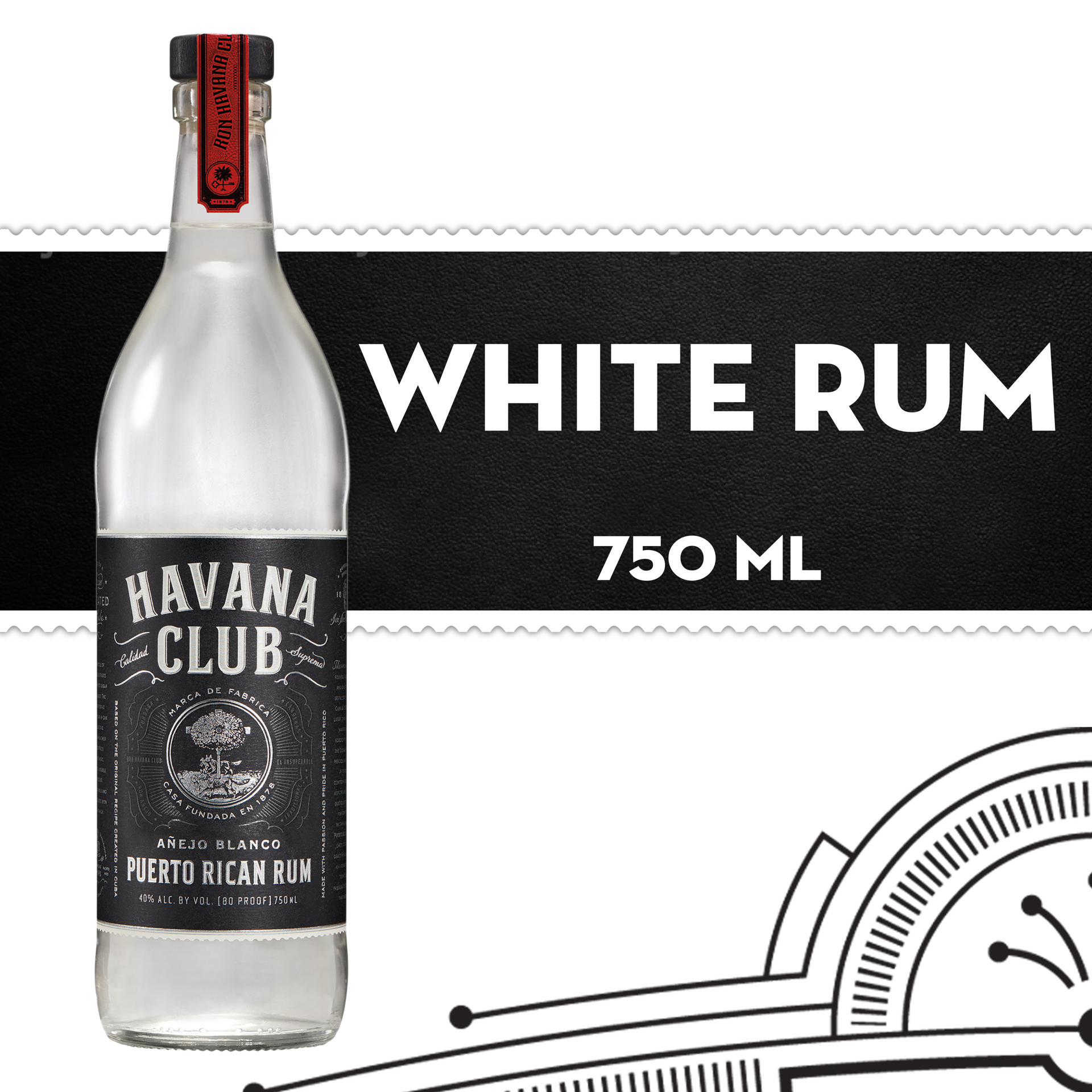 slide 5 of 5, Havana Club Anejo Blanco Rum 40% 75Cl/750Ml, 750 ml