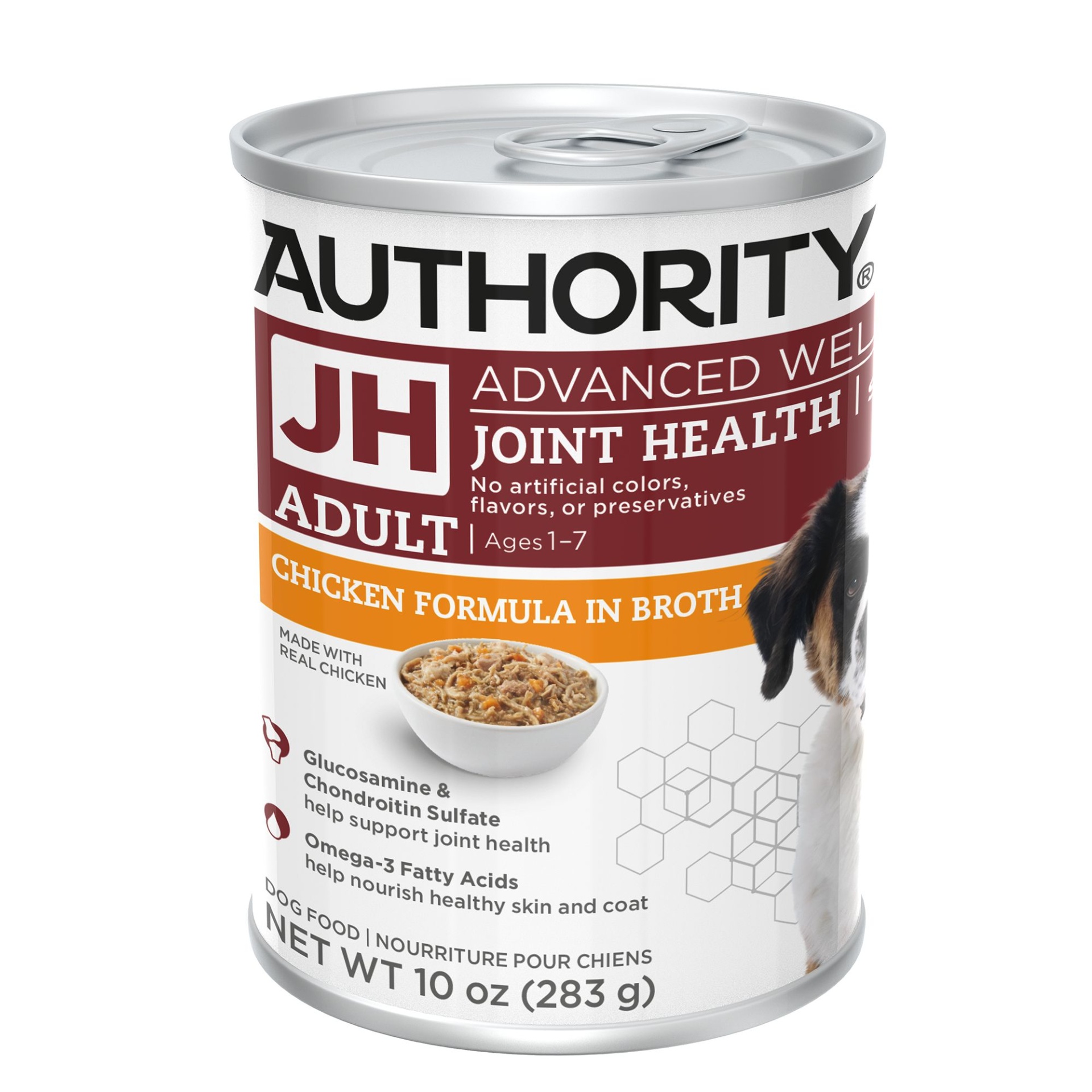 slide 1 of 1, Authority Advanced Wellness Joint Health Shredded Wet Dog Food, 10 oz