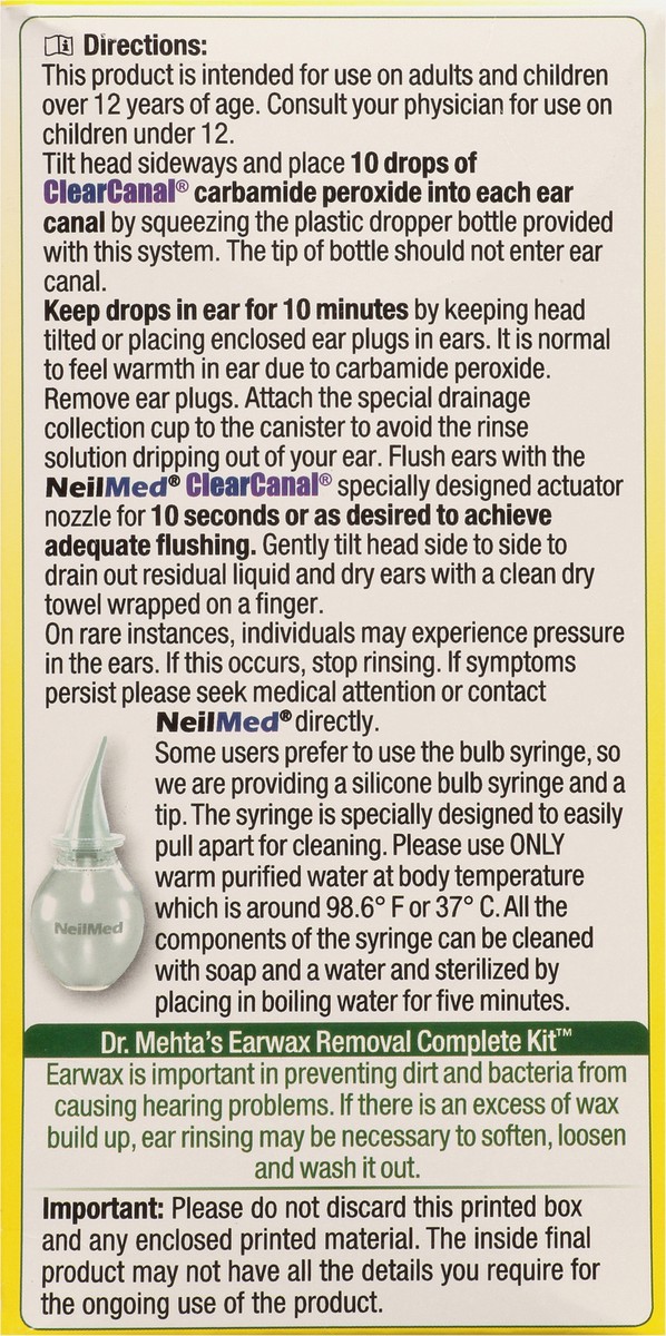 slide 6 of 9, NeilMed Clearcanal Dr. Mehta's Complete Kit Earwax Removal 7 1 ea, 1 ct
