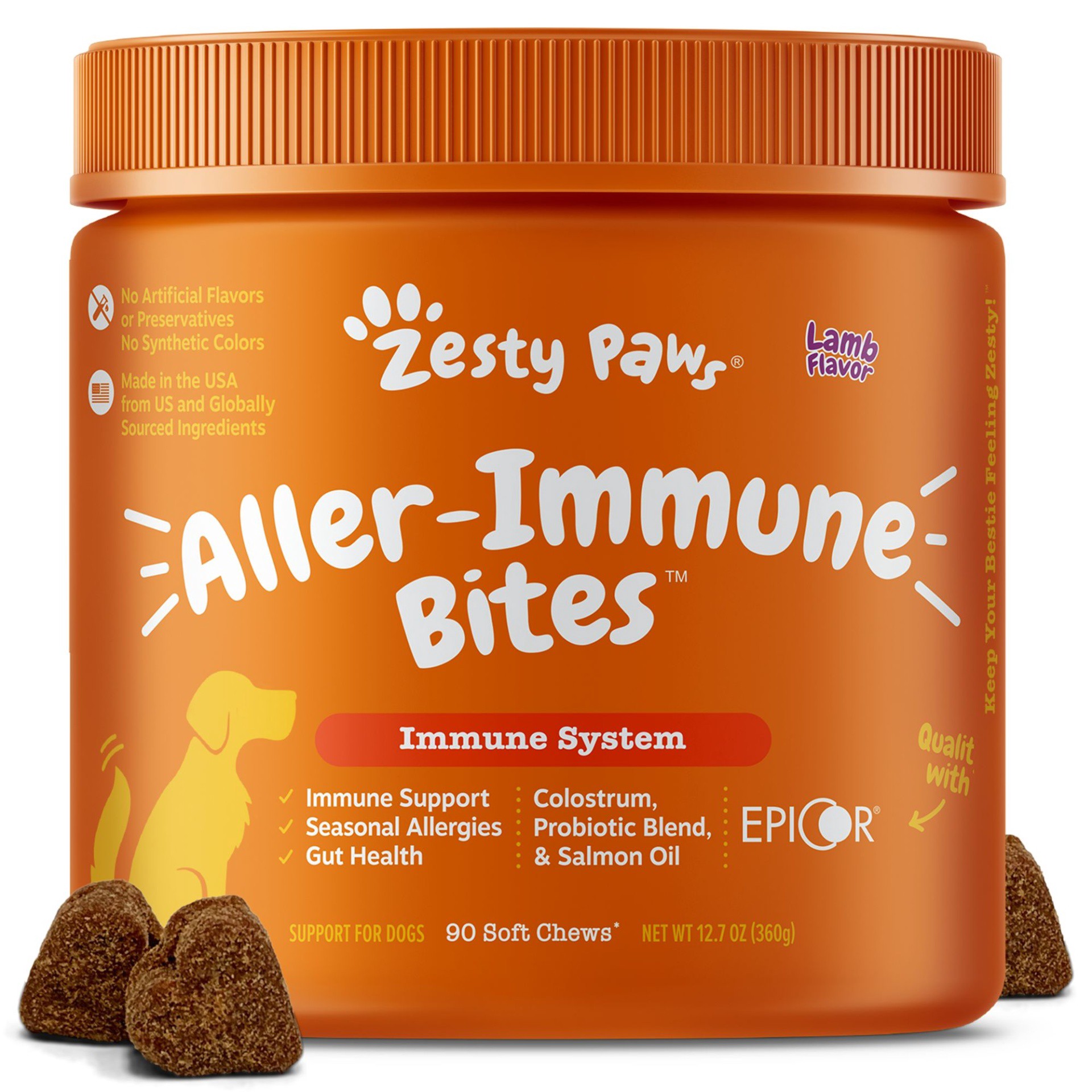 slide 1 of 1, Zesty Paws Allergy Immune Bites Lamb Flavor Dog Supplements - 90 ct, 90 ct
