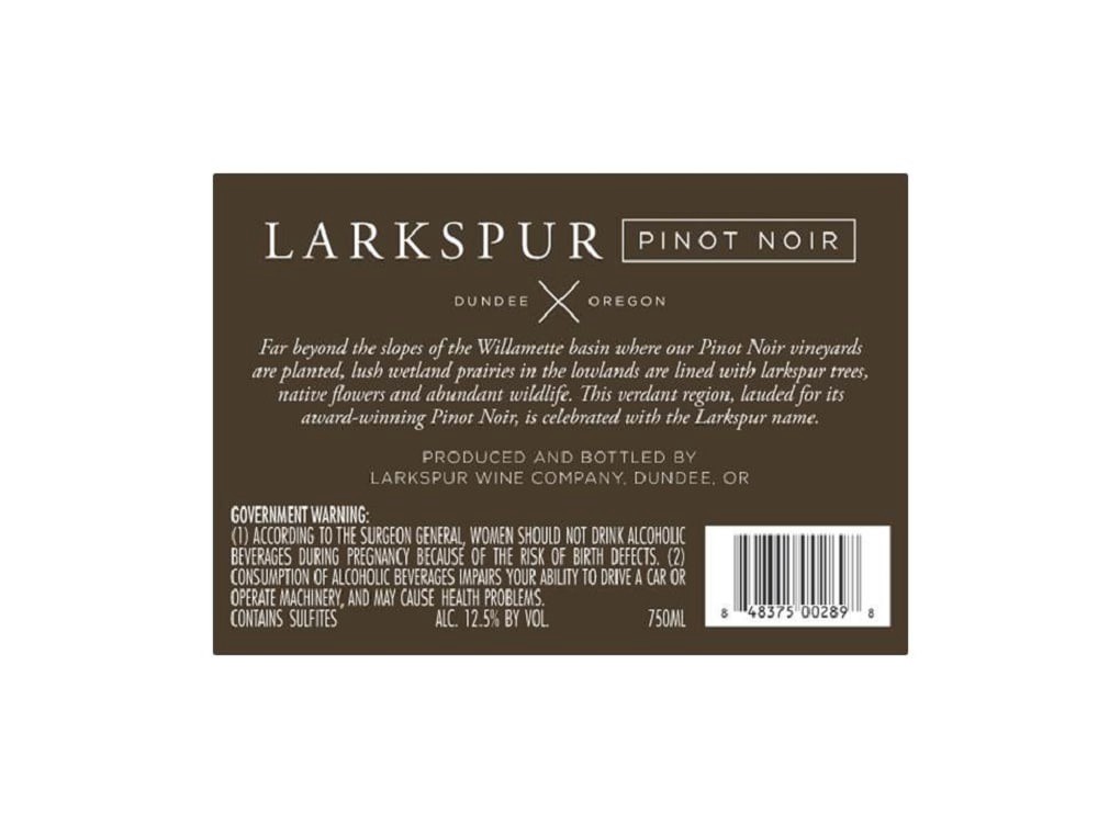 slide 3 of 3, Larkspur Pinto Noir, 750 ml