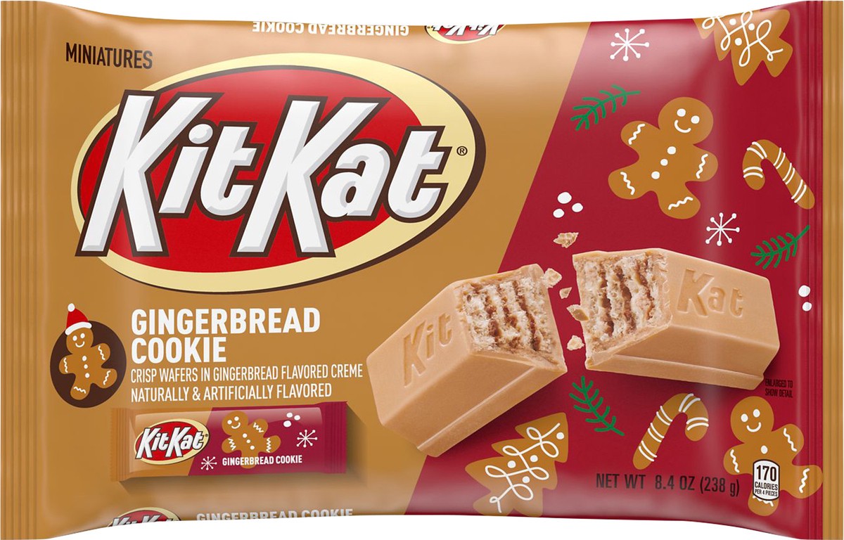 slide 4 of 5, KIT KAT Crisp Wafers, Gingerbread Cookie, Miniatures, 8.4 oz