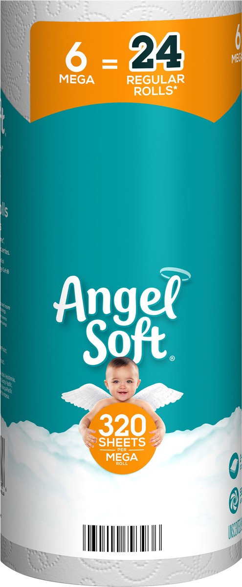 slide 4 of 5, Angel Soft 2-Ply Mega Rolls Unscented Bathroom Tissue 6 ea, 6 ct