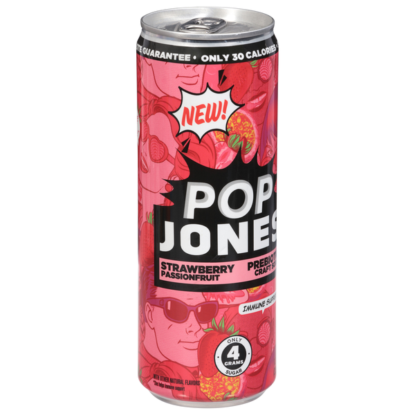 slide 1 of 1, Pop Jones Strawberry Passionfruit Prebiotic Craft Soda 12 fl oz, 12 fl oz