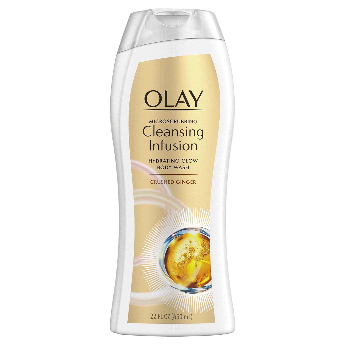 slide 2 of 5, Olay Cleansing Infusion Microscrubbing Crushed Ginger Hydrating Glow Body Wash, 22 fl oz