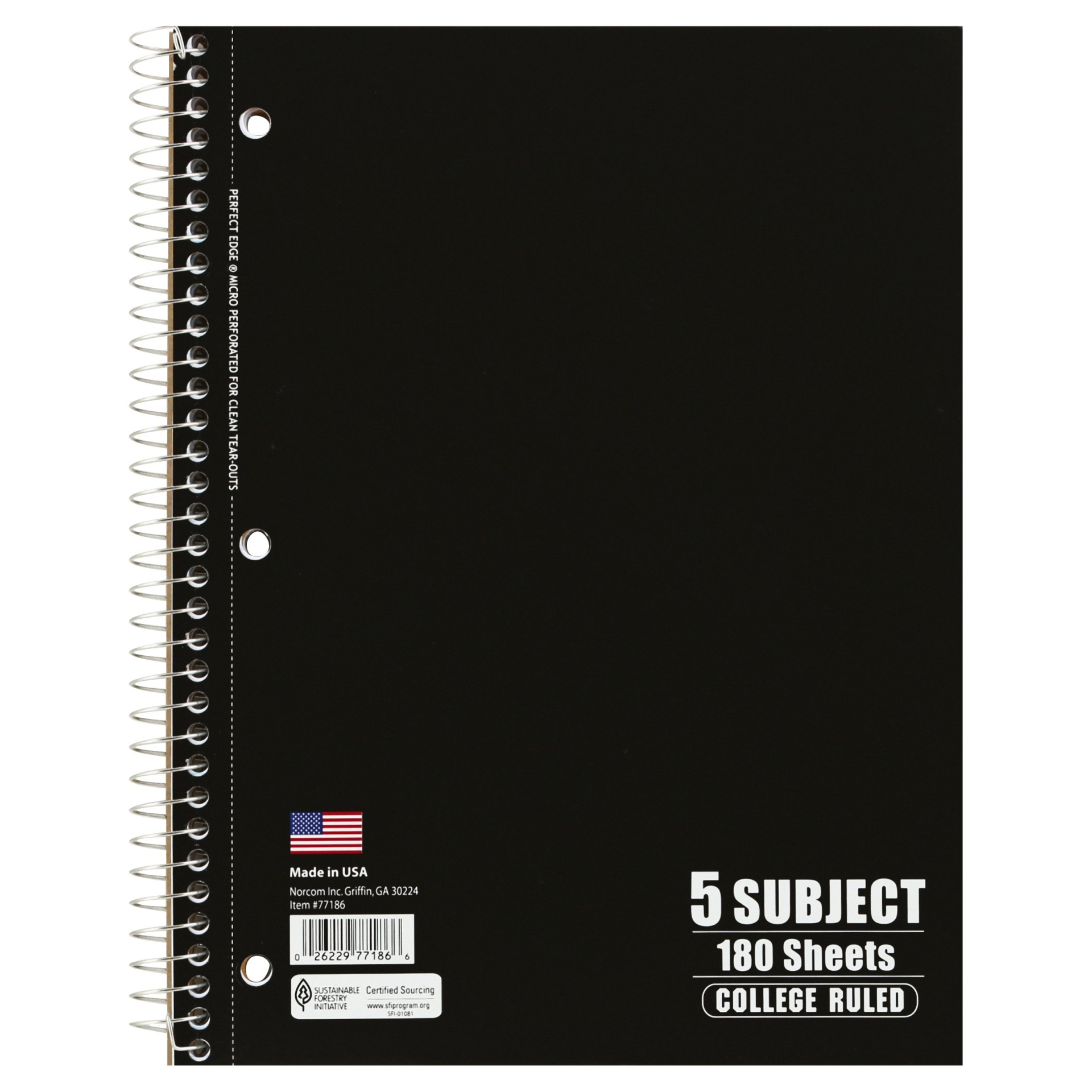 Notebook, 5 Subject, College Ruled, 180 Sheets 1 ct Shipt