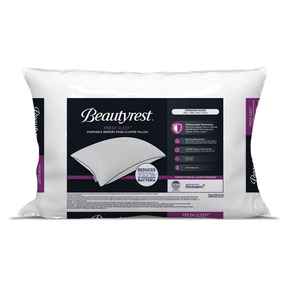 slide 1 of 1, Beautyrest Fresh Sleep Antimicrobial Knit Memory Foam Jumbo Pillow, 1 ct