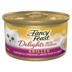 Purina Fancy Feast Grilled Gravy Wet Cat Food, Delights Grilled Chicken & Cheddar Cheese Feast