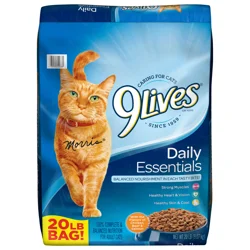 9Lives Daily Essentials Dry Cat Food for Adult Cats with Chicken, Beef & Salmon Flavors, 1/20 lb Bag
