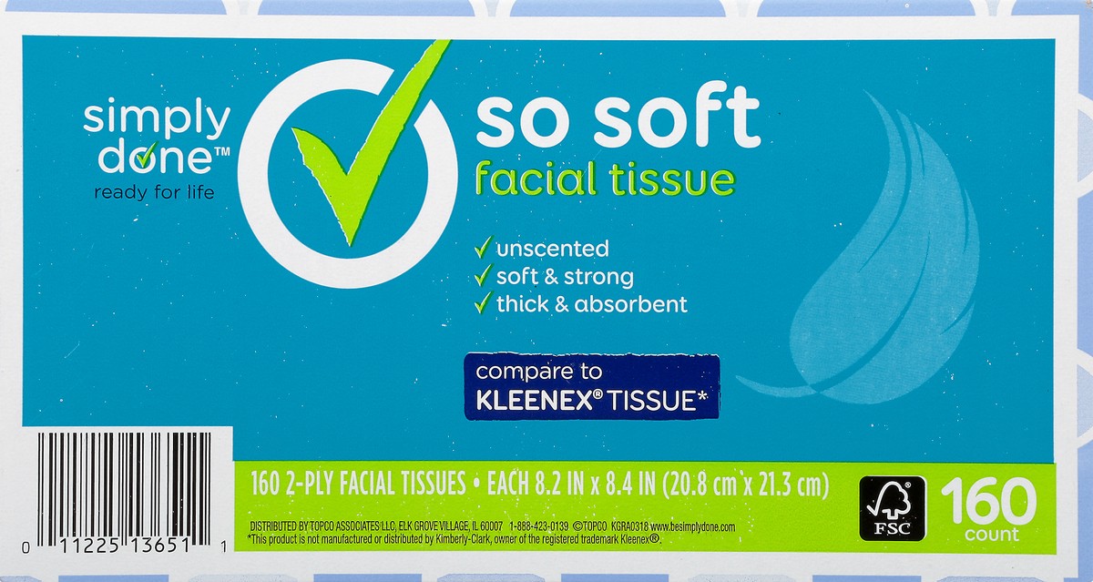 slide 7 of 9, Simply Done 2-Ply So Soft Unscented Facial Tissue 160 ea, 160 ct