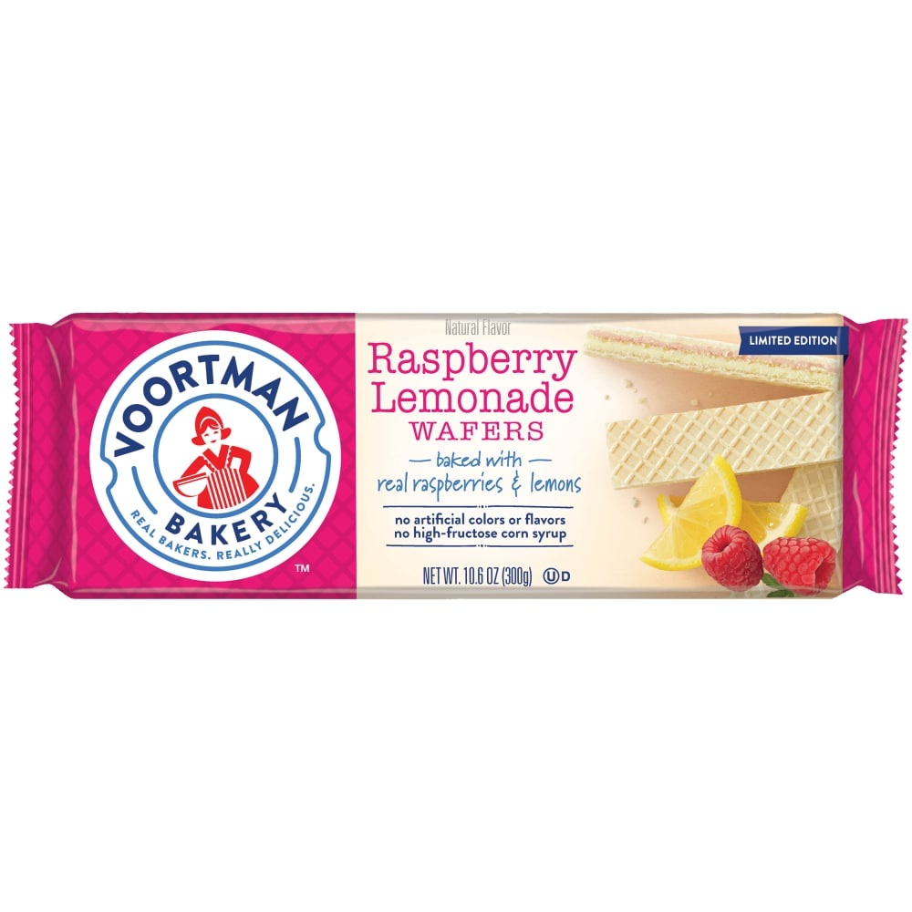 slide 1 of 1, Voortman Bakery Raspberry Lemonade Wafers Seasonal, 10.6 oz