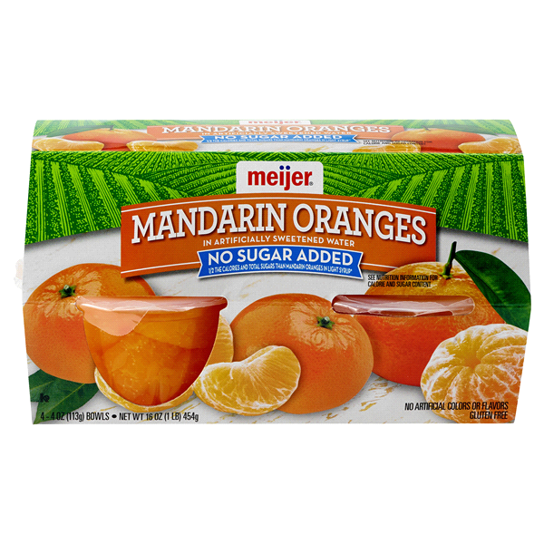 slide 1 of 2, Meijer No Sugar Added Mandarin Oranges, 4 ct