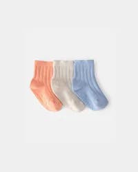 Baby 3-Pack Ankle Socks - Orange/Blue/Cream Multi 12-24 Months