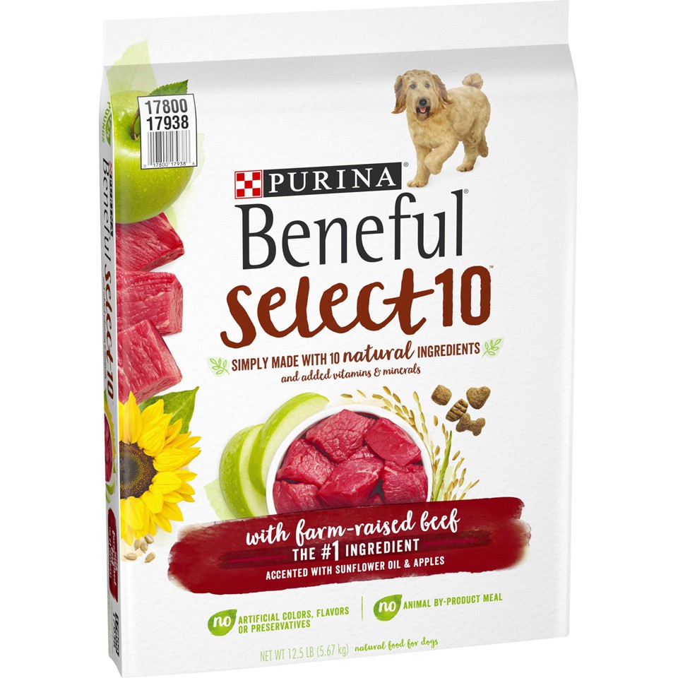 slide 7 of 9, Purina Beneful Natural Dry Dog Food, Select 10 With Farm Raised Beef, 12.50 lb