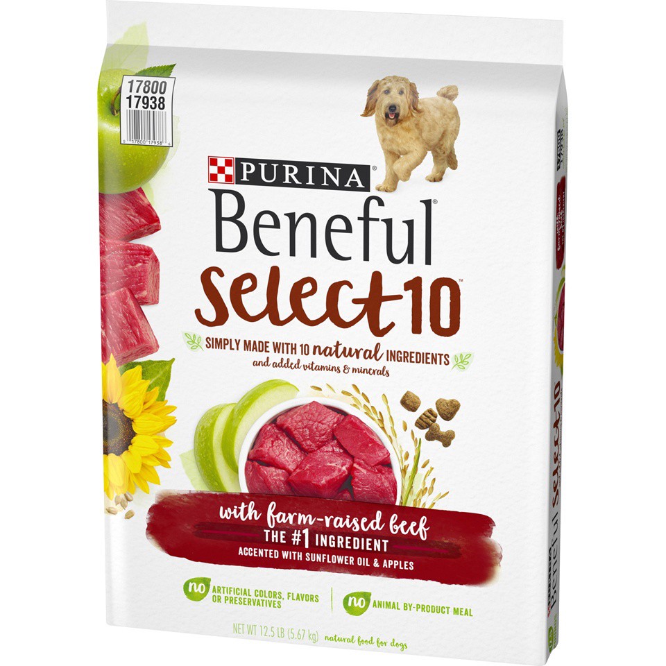 slide 9 of 9, Purina Beneful Natural Dry Dog Food, Select 10 With Farm Raised Beef, 12.50 lb