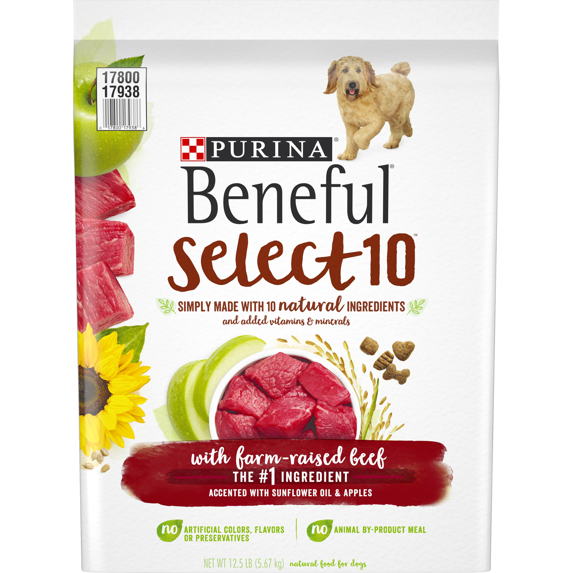 slide 1 of 9, Purina Beneful Natural Dry Dog Food, Select 10 With Farm Raised Beef, 12.50 lb