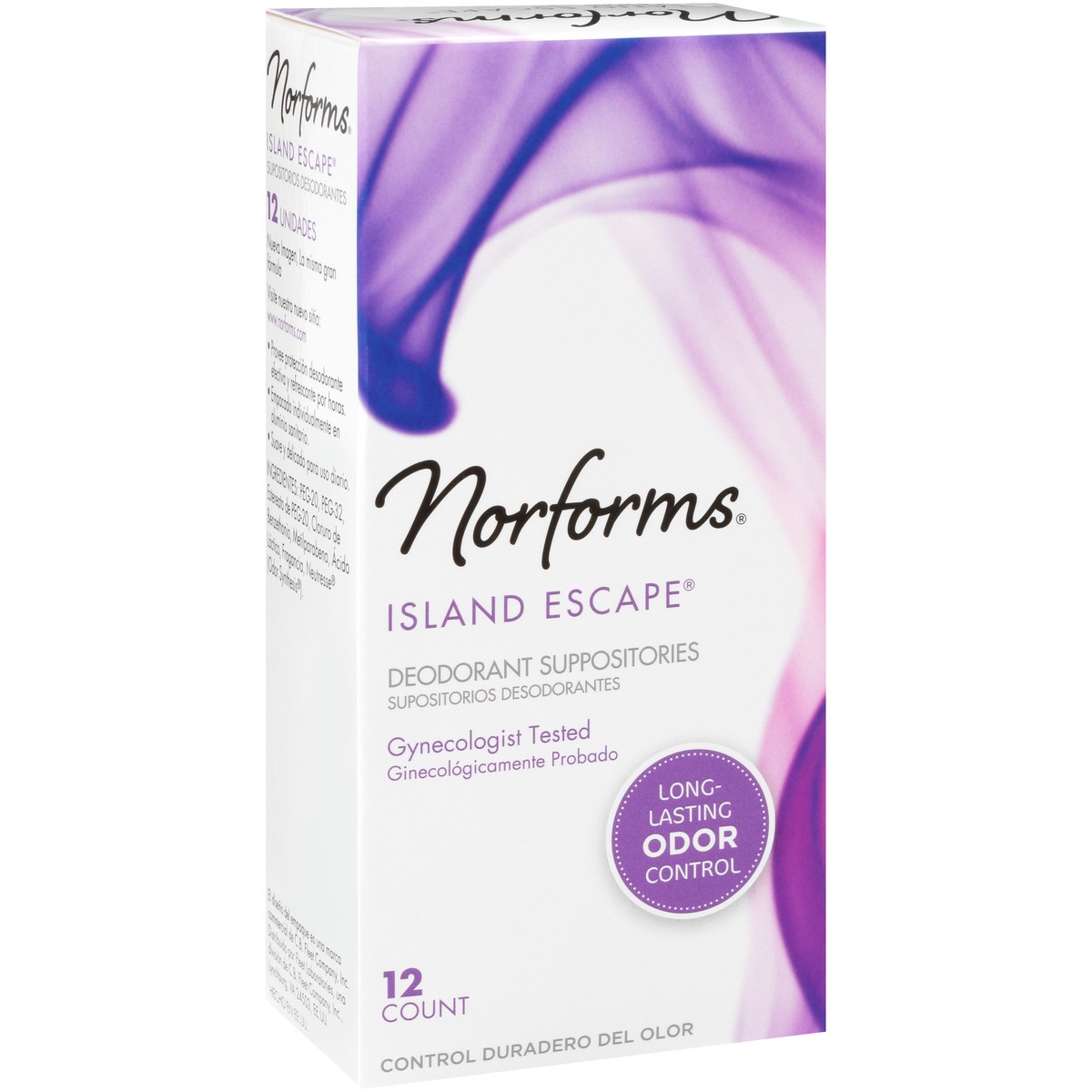 slide 2 of 10, Norforms Feminine Deodorant Suppositories, Long Lasting Odor Control, Island Escape, 12 Count, 12 ct