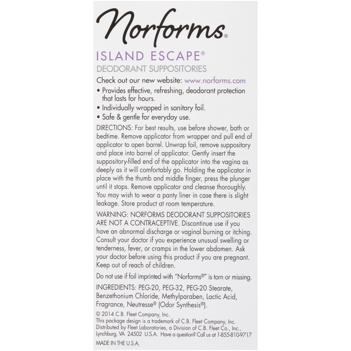 slide 8 of 10, Norforms Feminine Deodorant Suppositories, Long Lasting Odor Control, Island Escape, 12 Count, 12 ct