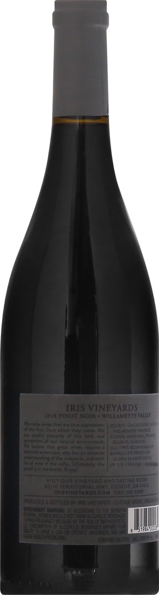 slide 9 of 9, Iris Vineyards Pinot Noir, Willamette Valley Oregon, 750 ml
