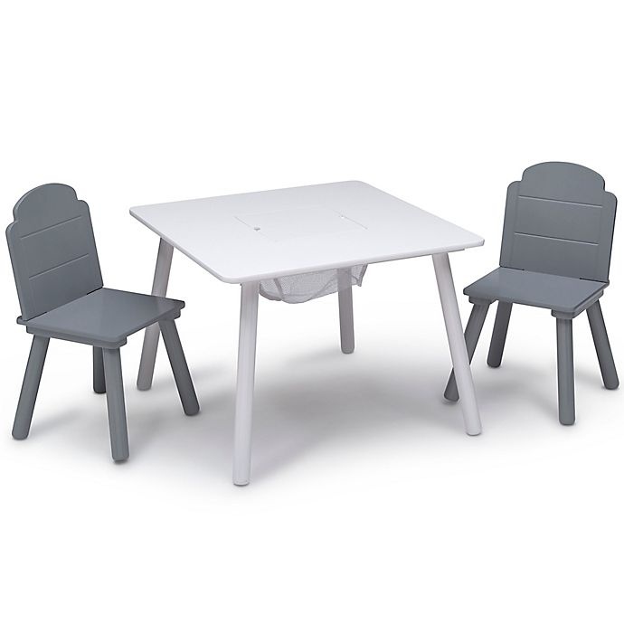 slide 4 of 6, Delta Children Finn Table and Chair Set with Storage - White/Grey, 3 ct