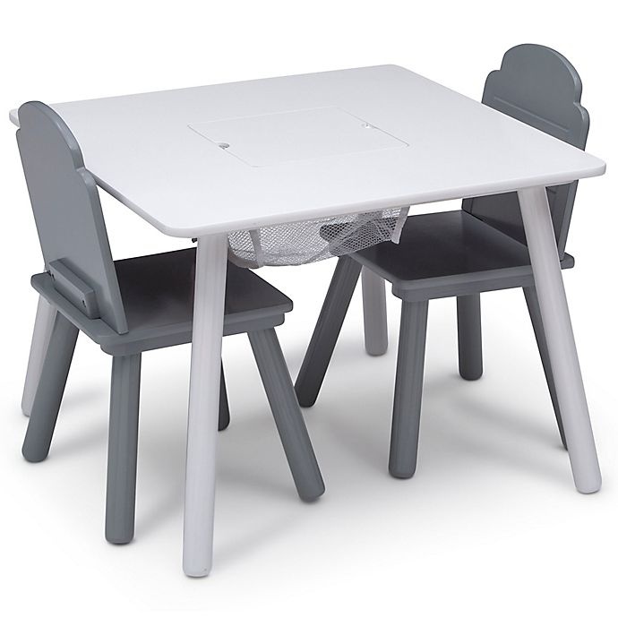 slide 5 of 6, Delta Children Finn Table and Chair Set with Storage - White/Grey, 3 ct