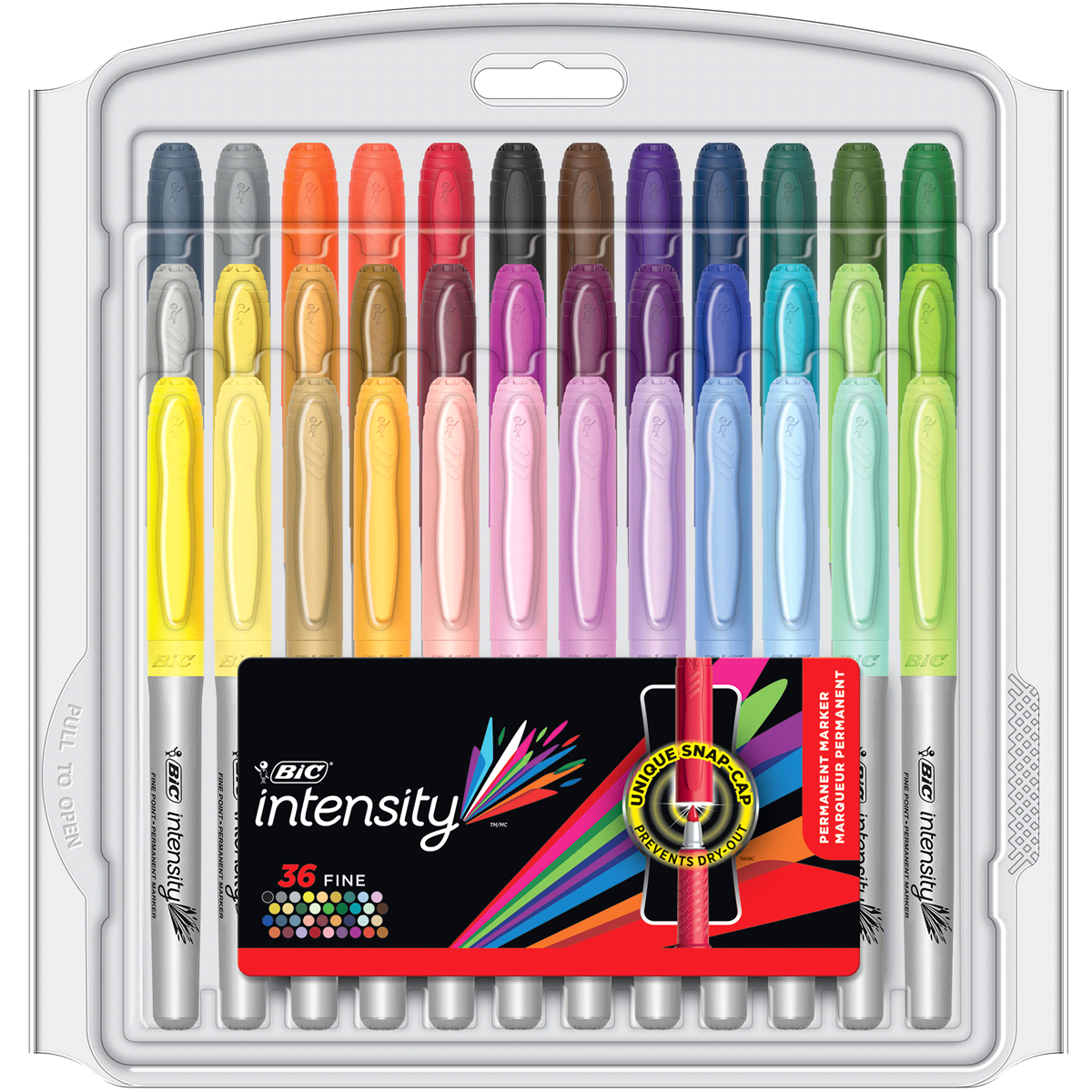 slide 1 of 1, BIC Mark-it Color Collection Fine Point Permanent Marker Assorted Colors, 36 ct