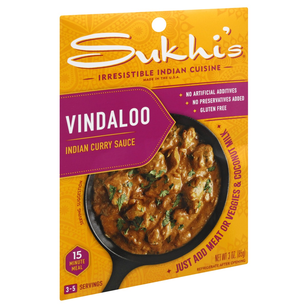 slide 2 of 9, Sukhi's Hot Vindaloo Indian Curry Sauce 3 oz, 3 oz