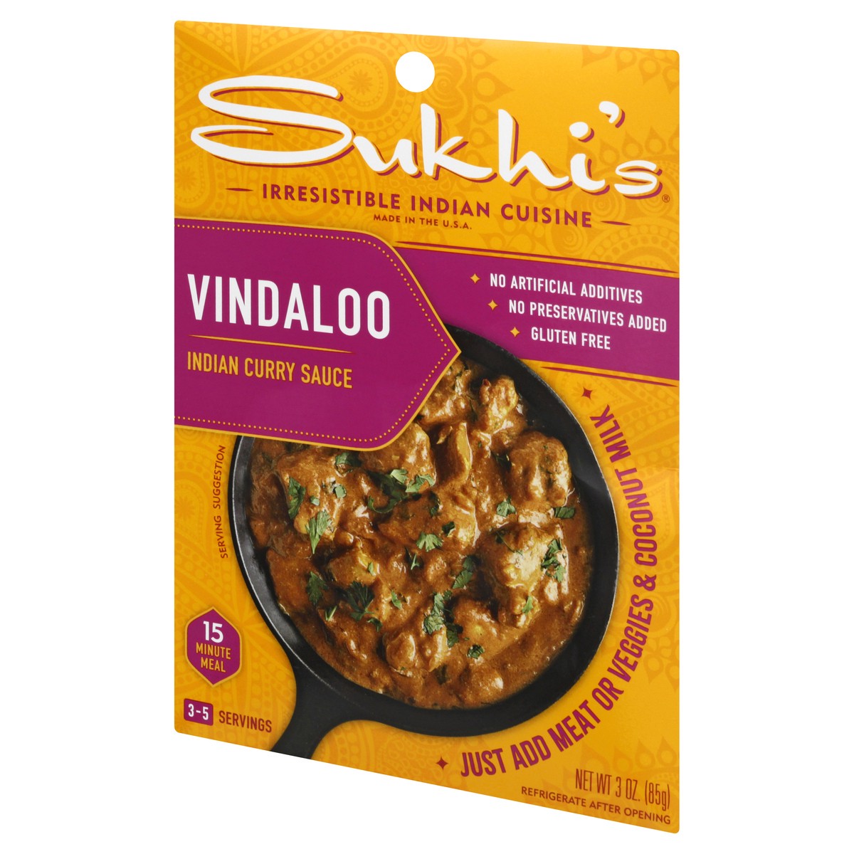 slide 5 of 9, Sukhi's Hot Vindaloo Indian Curry Sauce 3 oz, 3 oz