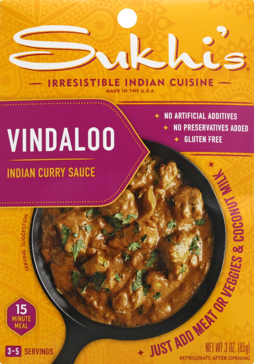 slide 7 of 9, Sukhi's Hot Vindaloo Indian Curry Sauce 3 oz, 3 oz