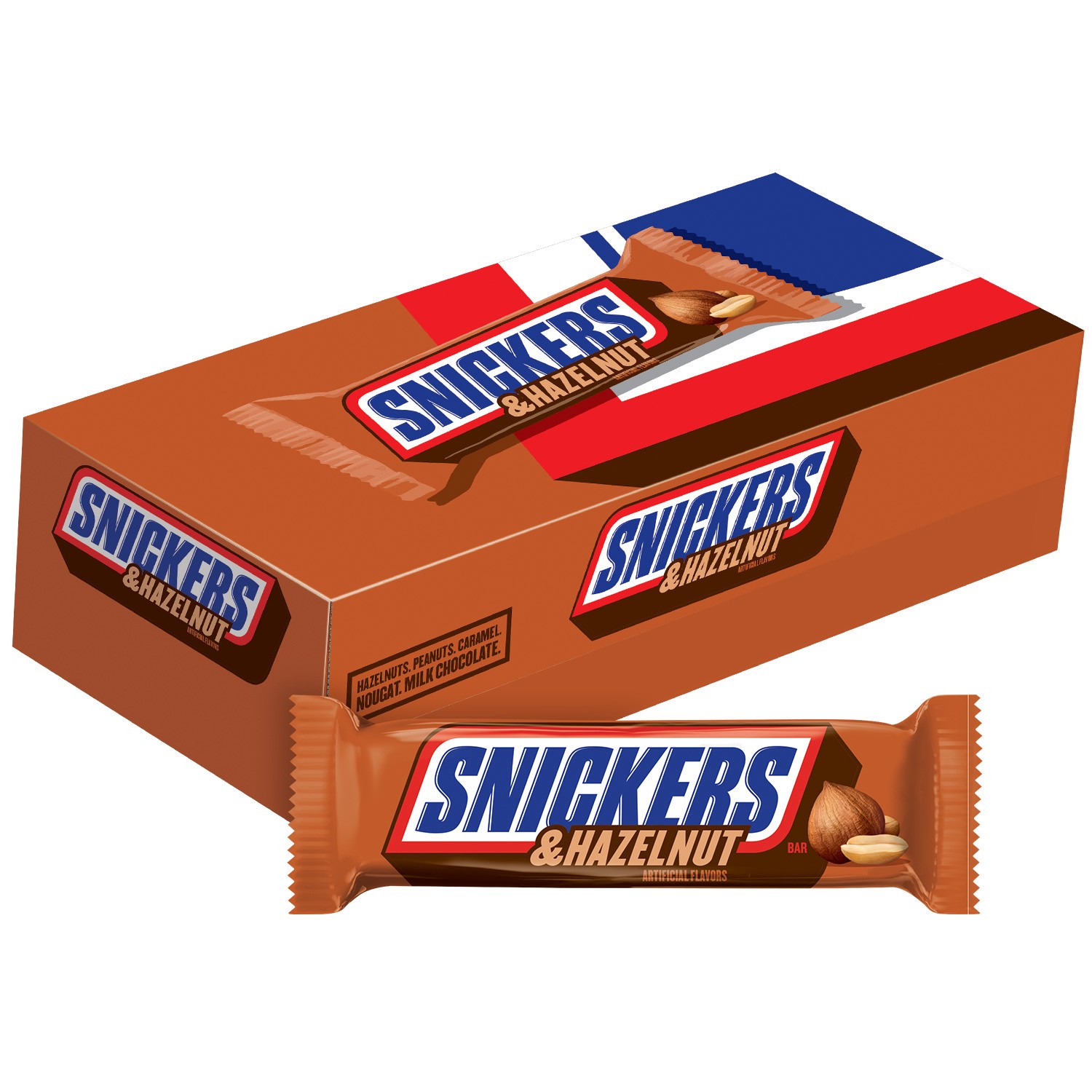 slide 1 of 8, SNICKERS Hazelnut Singles Size Candy Bars, 1.76-Ounce Bars 24-Count Box, 42.24 oz