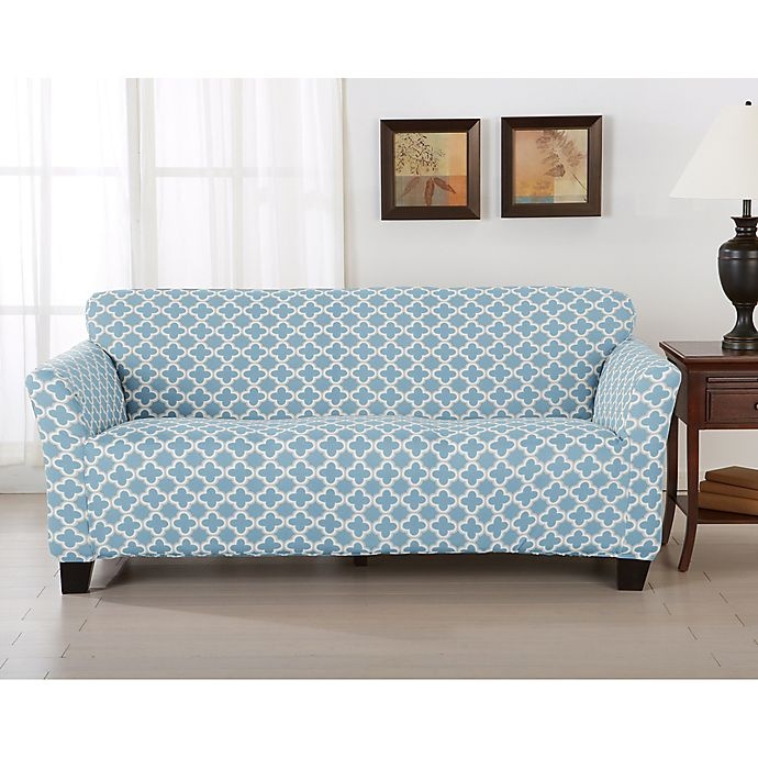 slide 1 of 5, Great Bay Home Brenna Strapless Sofa Slipcover - Blue, 1 ct